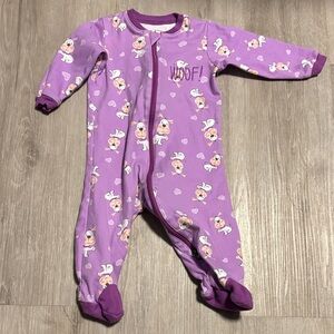 Charming Purple Kids Footie with Dog Print